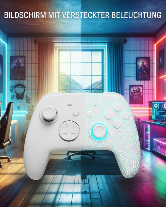 Kontroler bezprzewodowy PALPOW do Switch 2 z RGB LED - Biały