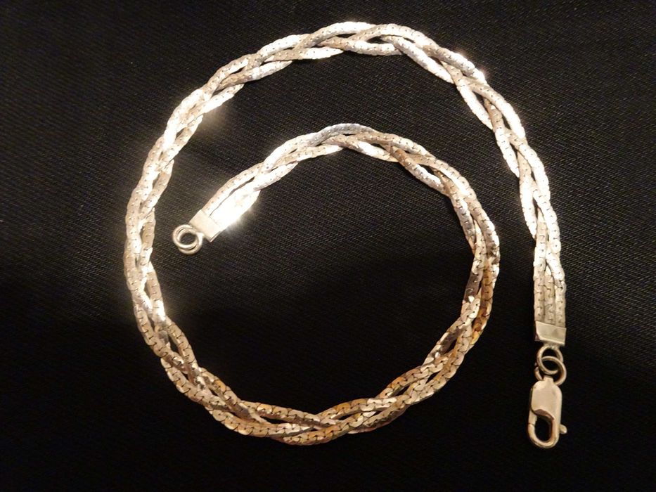 Srebrny naszyjnik płaski pleciony 45 cm