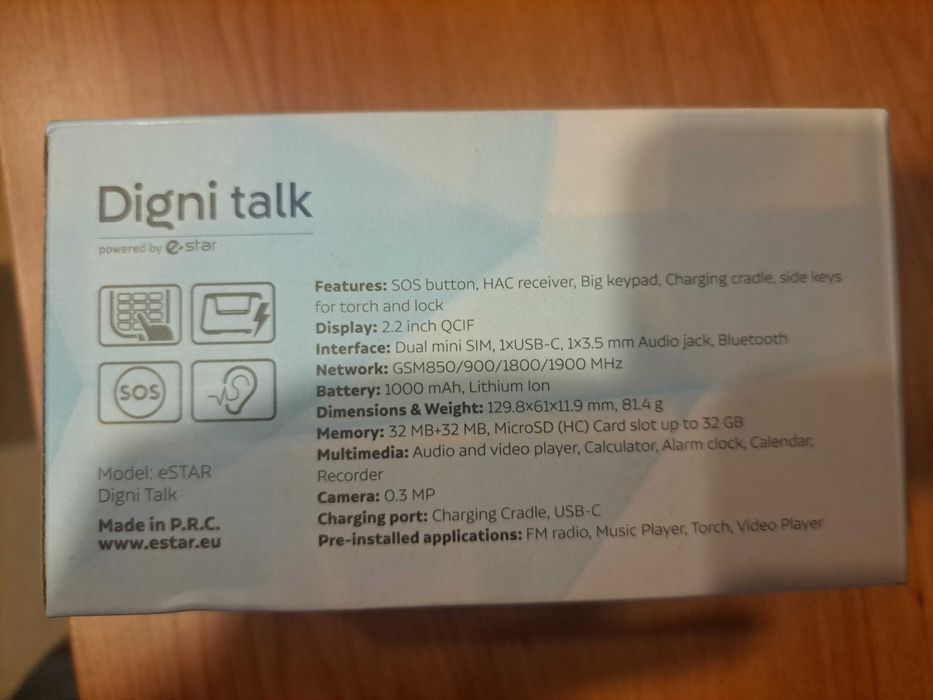 Telemóvel Sénior E-Star Digni Talk NOVO