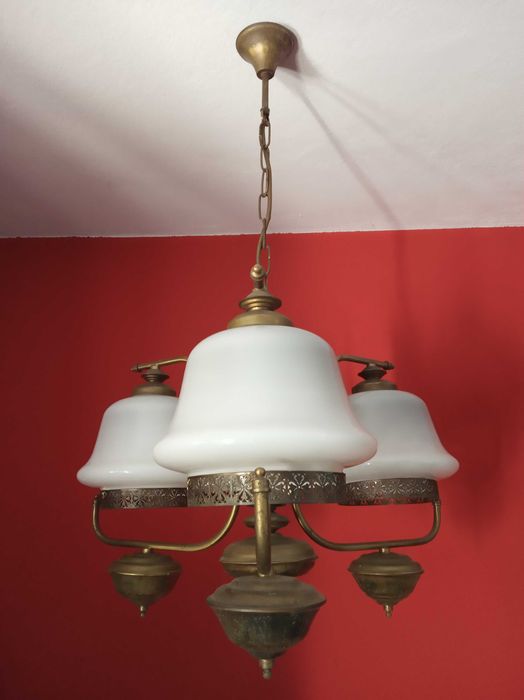 Candeeiro de Sala Vidro Opalino Vintage