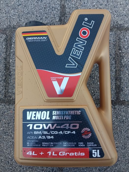 Olej silnikowy Venol 10w40 półsyntetyczny 5 litrów