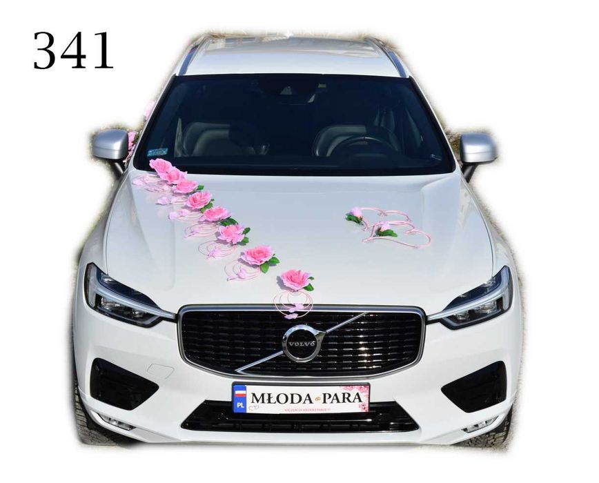 Ślubna dekoracja na samochód ozdoby na auto stroik POLECAMY 341