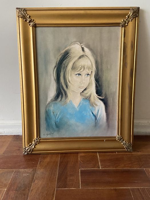 Quadro Menina com rebordo dourado