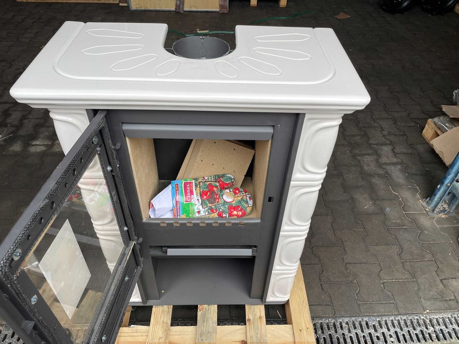 Piec kominek kaflowy koza ELDUR wkład kominkowy ivory - II Gatunek