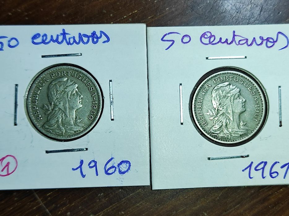 LOTE DE 6 MOEDAS 50 centavos de 1955, 57, 58, 59, 60 e 61.