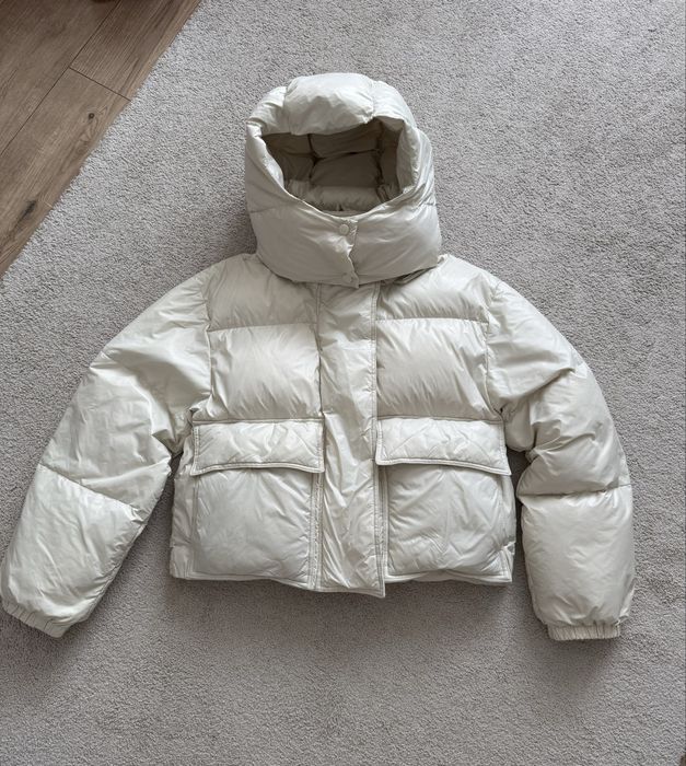 Пуховик H&M з натурального пуху преміум колекція молочний