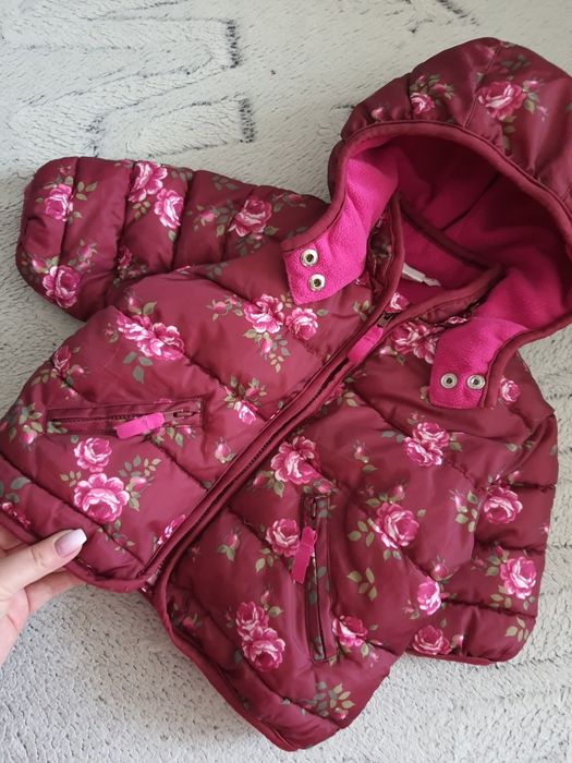 Kurtka zimowa w kwiatuszki h&m 2-4 miesiące 62cm