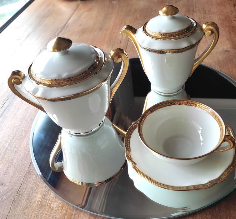 Serviço de chá Limoges dourado