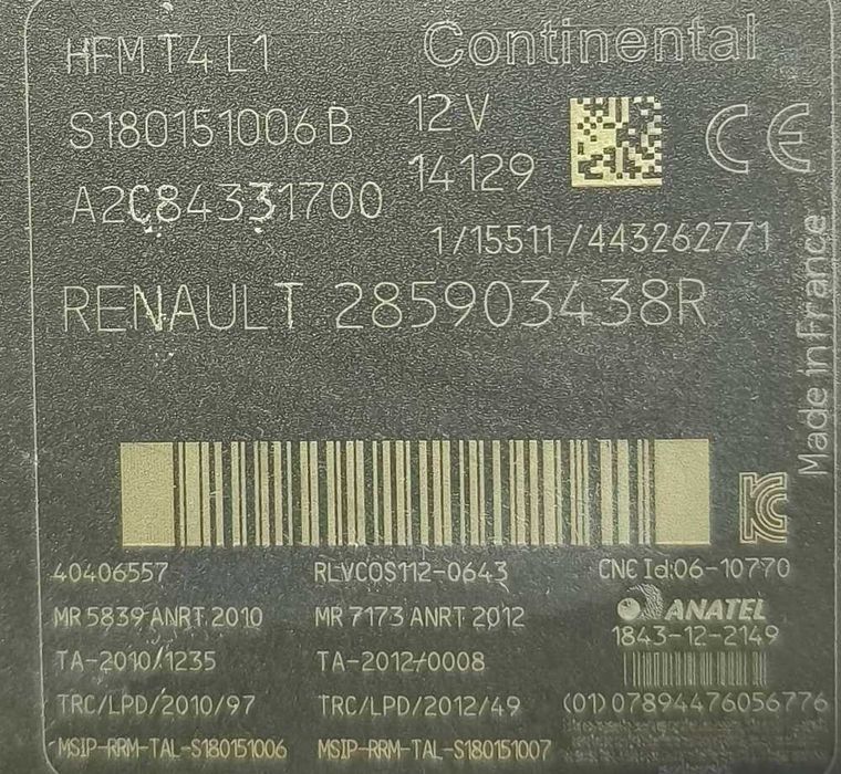 Leitor de Chave de Ignição 285903438R - RENAULT CLIO IV