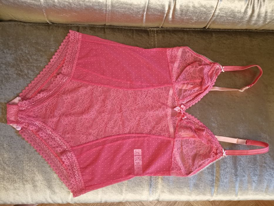 Кружевной коралловый боди 46-48 укр. размер, Mark & Spencer, Великобри