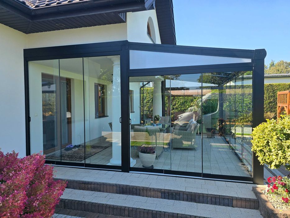Zadaszenie tarasu, pergola, konstrukcja aluminiowa, altana