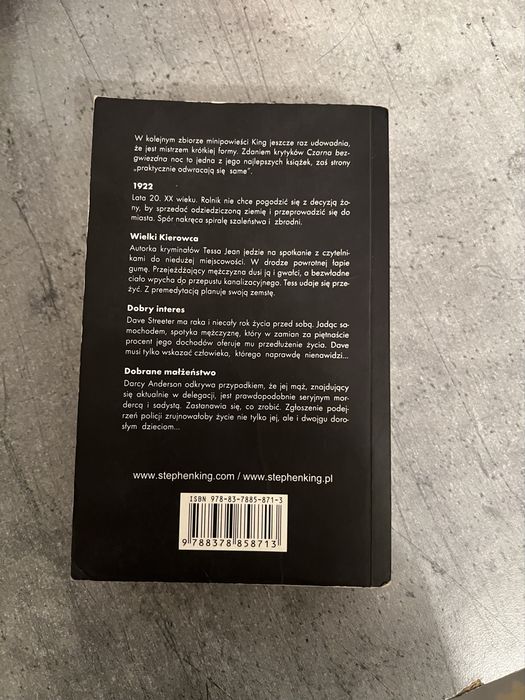 książka Stephen King Czarna bezgwiezdna noc