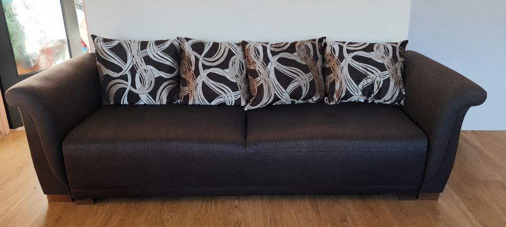 Sofa rozkładana brązowa