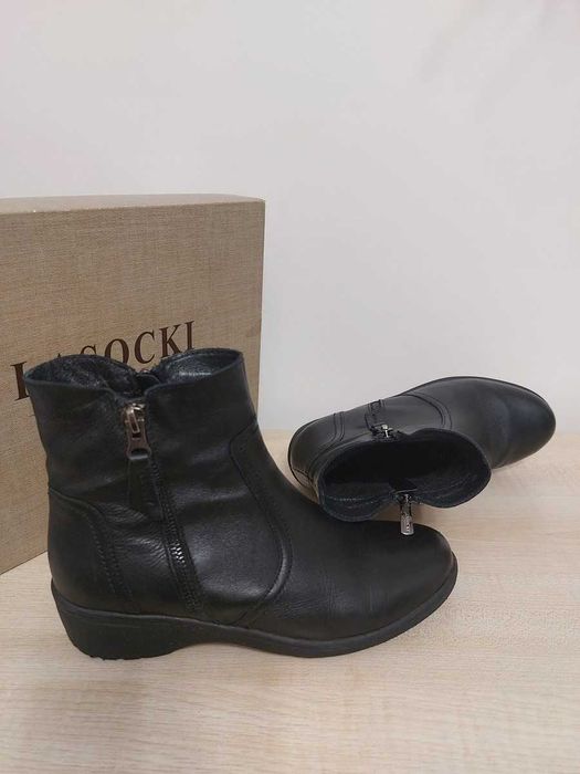 Botki czarne skórzane 36 Lasocki skóra naturalna kozaki