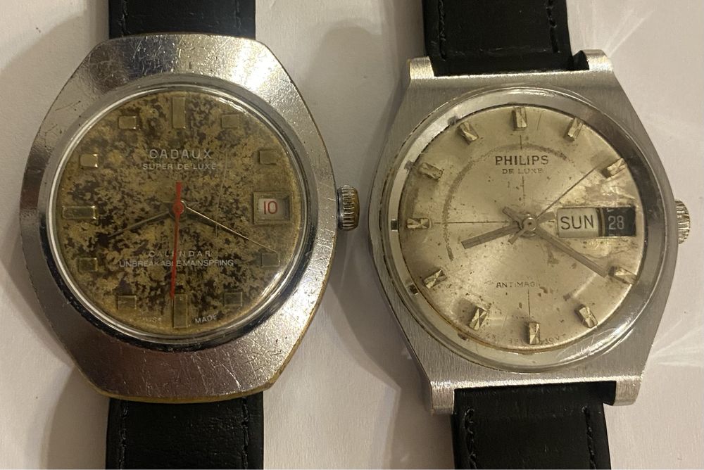 Dois Relogios mecânicos, CADAUX Super de luxe, calendar, PHILIPS DE LUXE