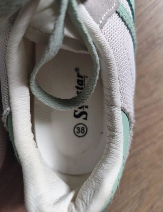 Nowe szaro-miętowe sneakersy w sportowym stylu retro Seastar Blue 38