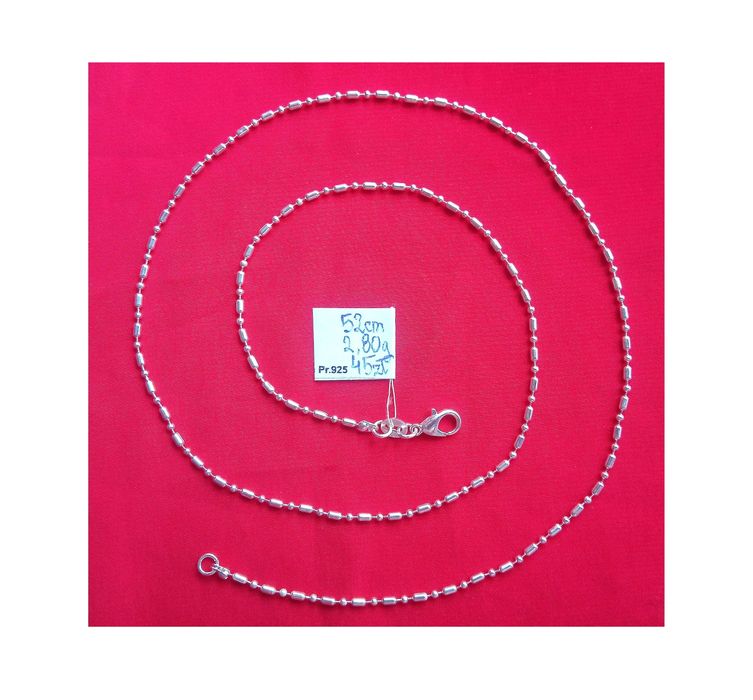 925 Nowy Przepiękny Uroczy Czarujący Łańcuszek Kulkowy Bambusowy 52cm