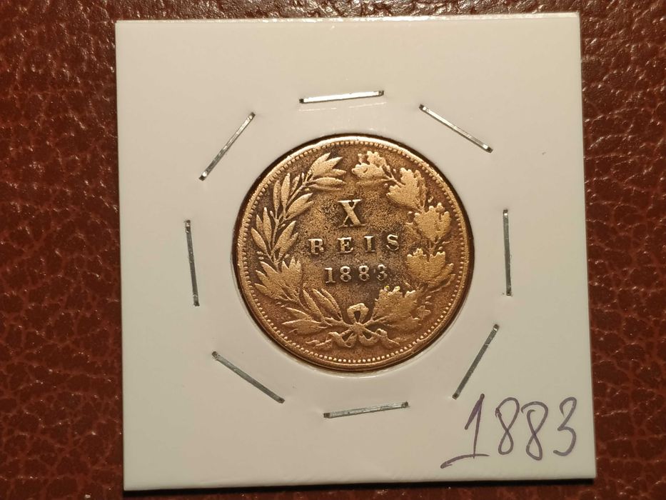 A618 moeda de (10) X reis de 1883 D. Luiz I - Portugal (Monarquia)