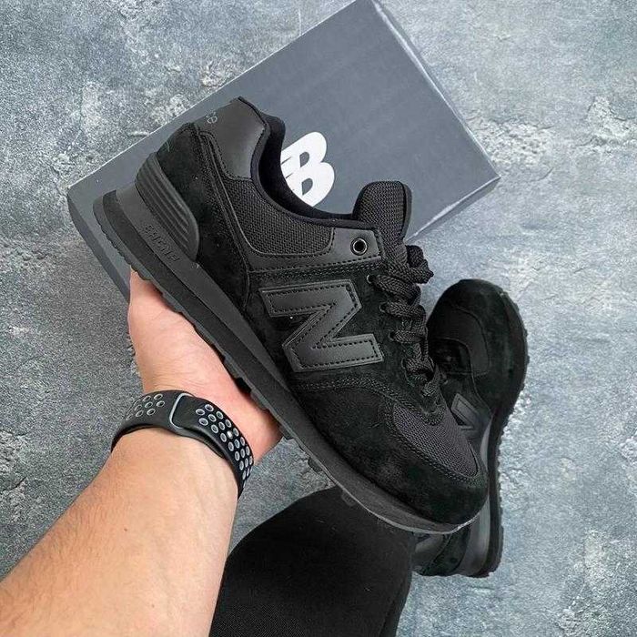(БЕЗ ПЕРЕДОПЛАТИ) New Balance 574 Black нью баланс чорні класичні кросівки
