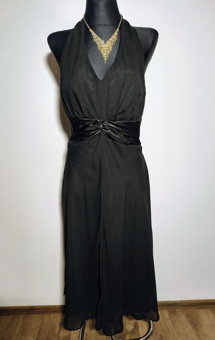 Czarna sukienka midi studniówka wyjście impreza r. XL