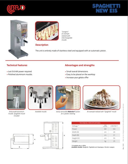 Пресс для мороженного Bravo Spaghetti New Eis
