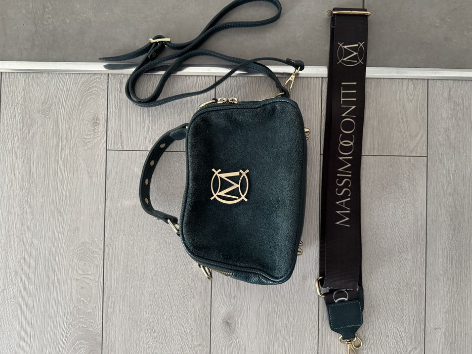 Kuferek torebka szmaragd massimo contti skora