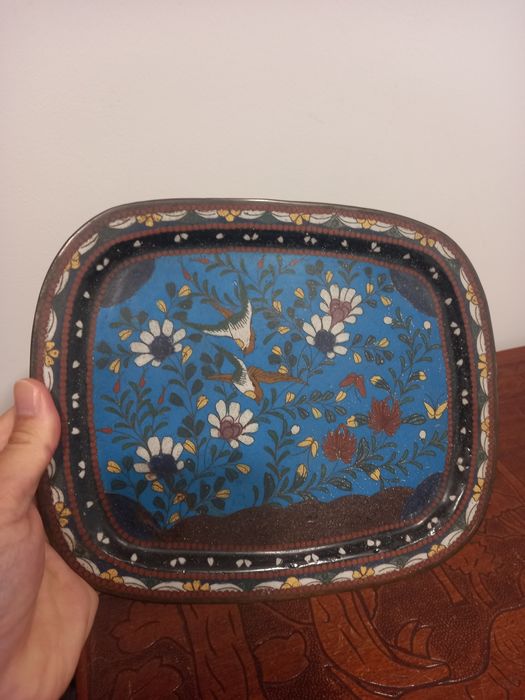 Bandeja cloisonné antiga