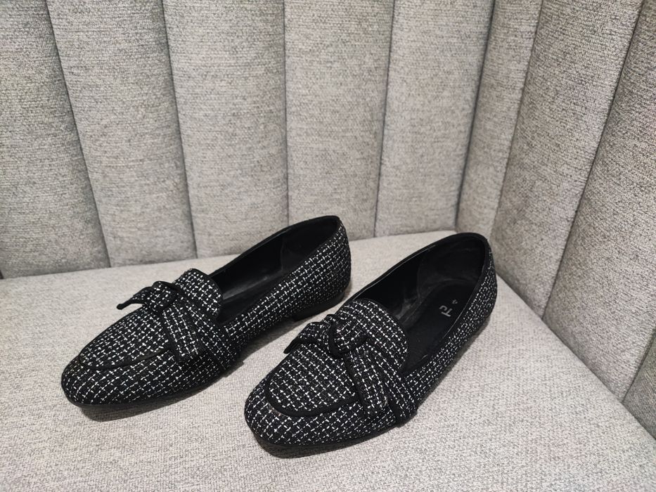 Baleriny czarne mokasyny TU 37