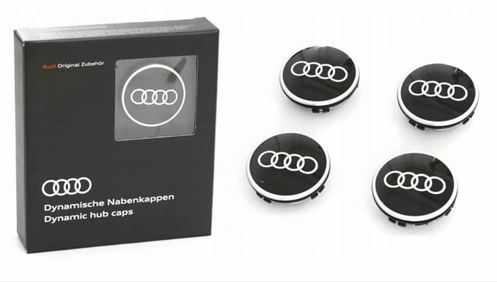 Dekielki dynamiczne + nakrętki na wentyle AUDI 4M8071006A 80A071215 -NOWE-