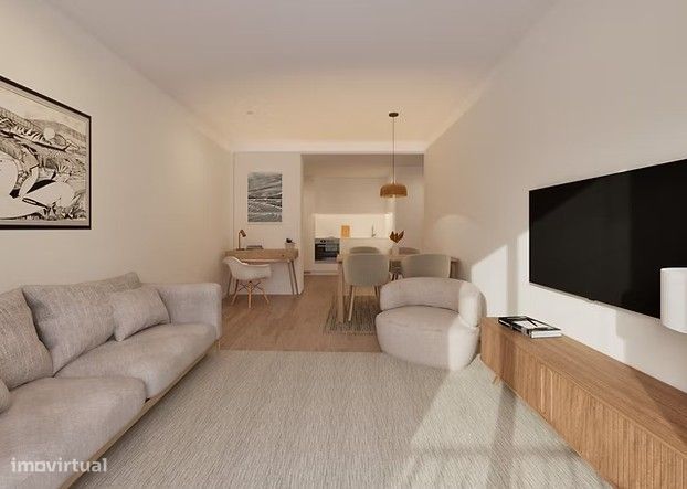 Apartamento T0 com garagem, ar condicionado e elevador