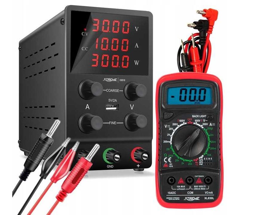 ZASILACZ laboratoryjny 30V 10A regulowany USB 5V + Miernik prądu