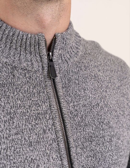 Sweter męski kardigan na zamek szary M