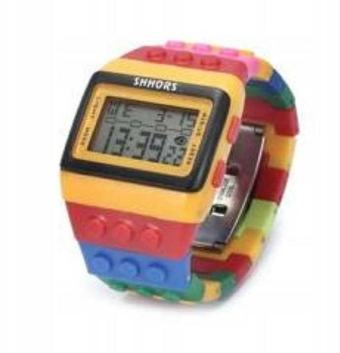 LEGOcyfrowy zegarek dziecięcy kolorowy klocki lego kwarcowy alarm data