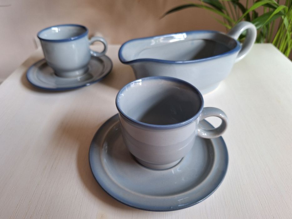 Serwis kawa herbata prl niebieski na 6 osob unikat porcelana