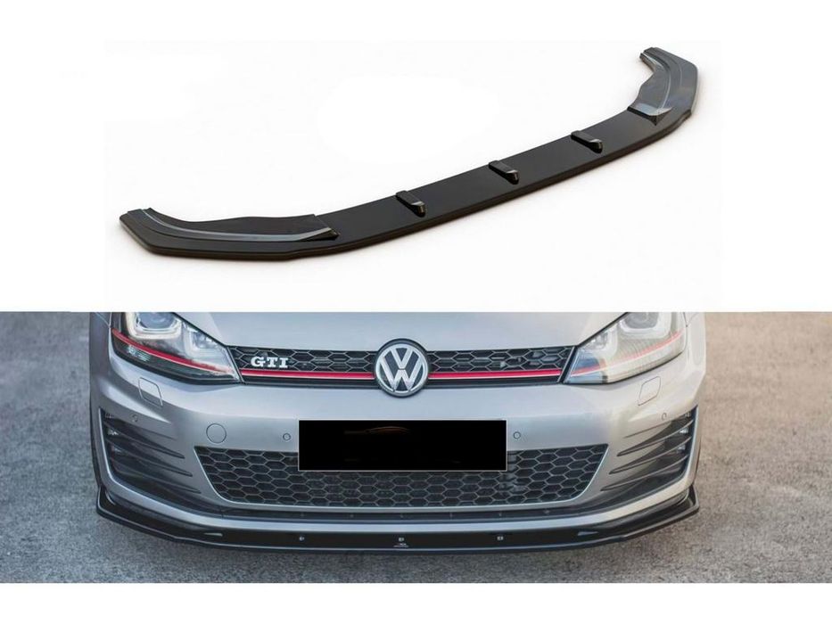 Volkswagen Golf 7/E-Golf 2012-2020 рр. Передня Lip накладка DPT V-1 (для GTI, 2012-2017, чорний глянець)