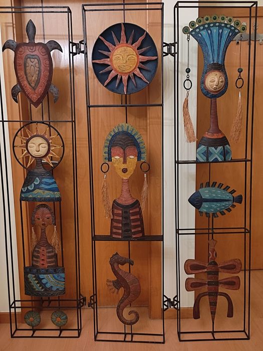 Biombo em ferro forjado decorativo motivos africanos