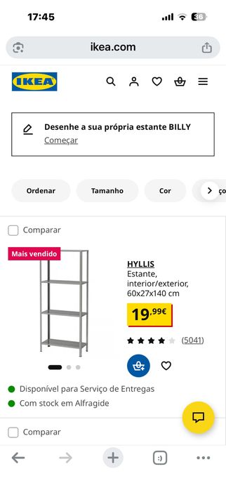 Estante de metal Hylis do Ikea