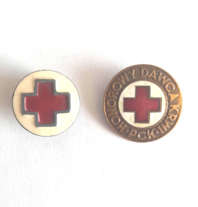2 odznaki metalowe Polski Czerwony Krzyż PCK