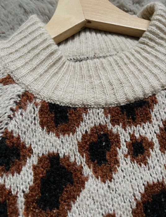 Sweterek w cętki damski Only w panterkę oversize brąz beż 38/M