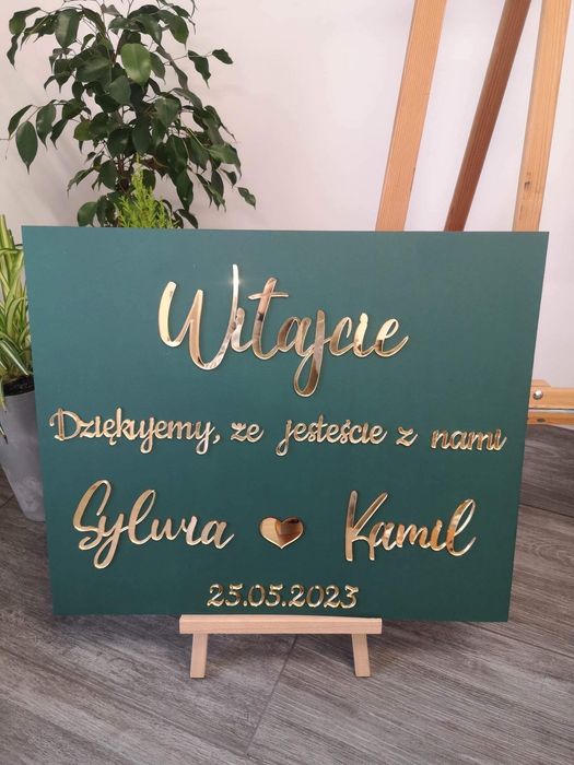 Tablica powitalna personalizowana butelkowa zieleń