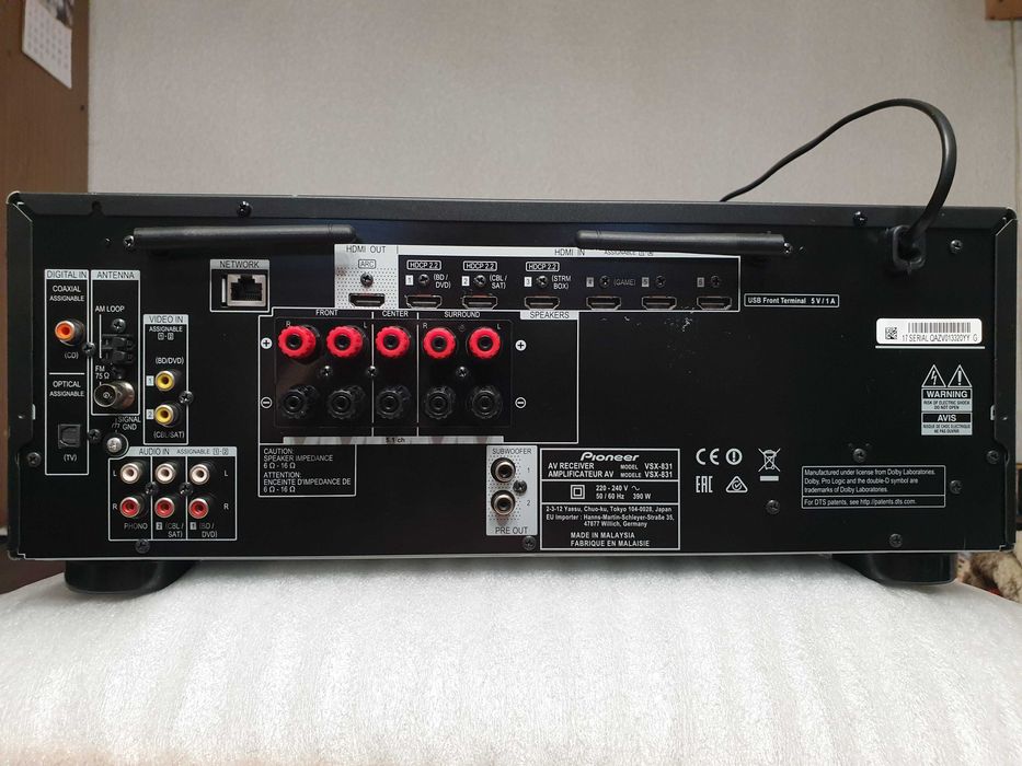 Pioneer VSX-831 TrueHD, 4k HDR, 3D,  WiFi, BT, ARC, USB, DSD, 130W