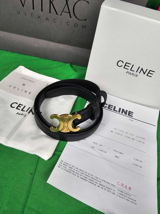 Pasek damski Celine Paris komplet zloty nowość czarny Premium