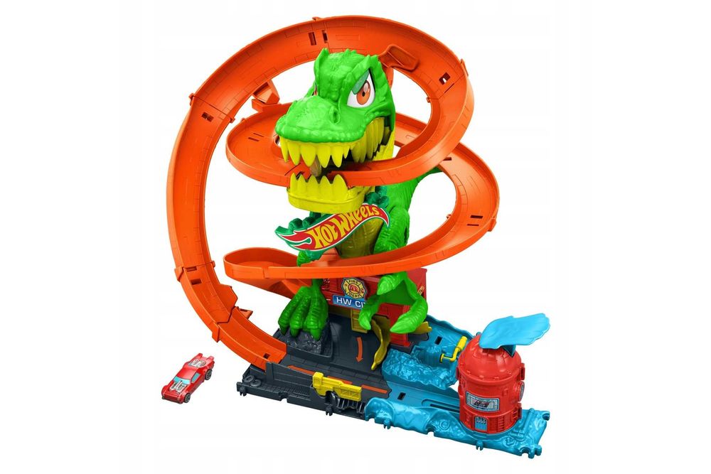 Nowy zestaw Hot Wheels T-REX Blaze Battle I Zakręcony tor (JBM73)
