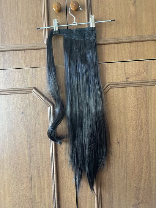 Шиньон темний каштан, 55 см (штучне волосся)