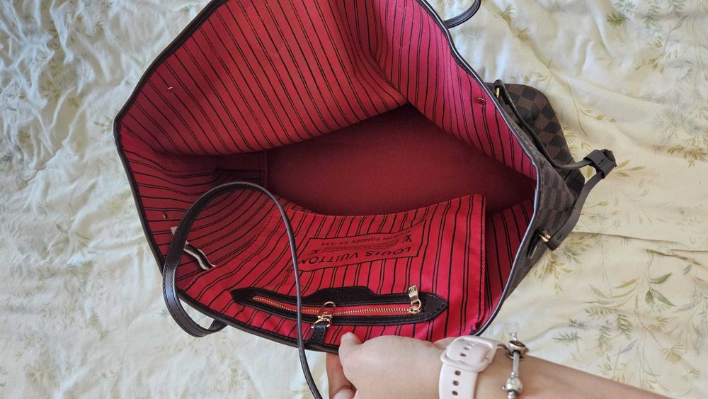 Mala Louis Vuitton Neverfull GM em tela Damier Ebene