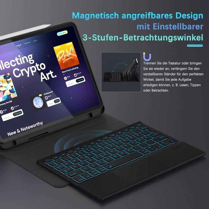 Doohoeek etui klawiatura touchpad LED RGB iPad Pro 11 Air 5 Air 4