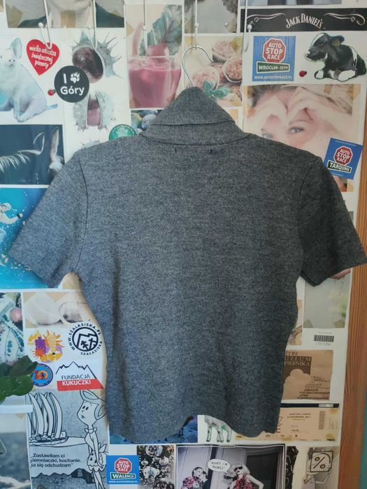 cantus szary gol krotki rekaw turtle neck short sleeve merino wool