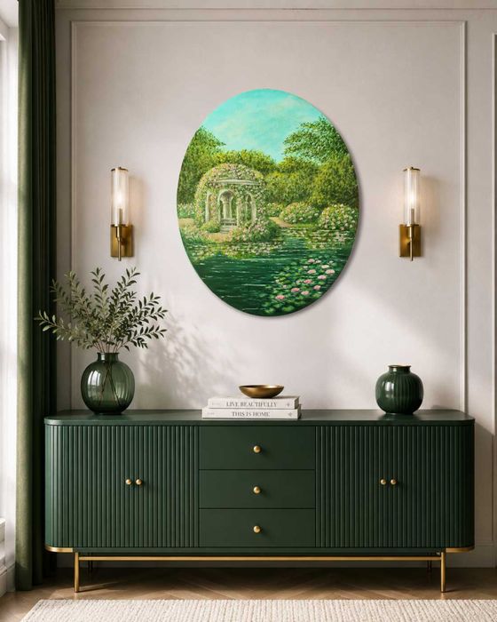 Owalny obraz akrylowy 40x50 cm | Ręcznie malowany oryginał – Altana