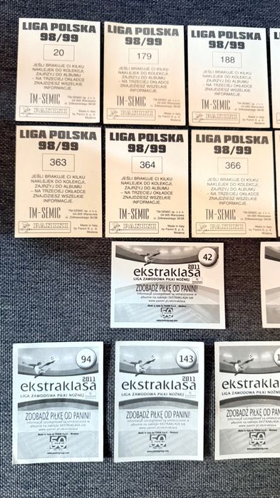 Liga Polska 98/99 + Ekstraklasa 2011 naklejki PANINI zestaw 23 sztuk