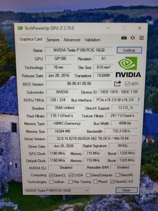 Nvidia Tesla P100 PCIe  16GB